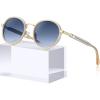 imageCARFIA AcetateMetal Frame Round Sunglasses for Women Polarized UV Protection Stylish Designer Eyewear CA19514white Frame Gradual Blue Lens
