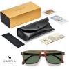 imageCARFIA Retro Polarized Sunglasses for Men UV Protection Handcrafted Acetate Frame Fashion Cool Sun Glasses CA535722 Brown Striped Frame Green Lens