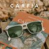imageCARFIA Retro Polarized Sunglasses for Men UV Protection Handcrafted Acetate Frame Fashion Cool Sun Glasses CA535723 Clear Tea Frame Green Lens