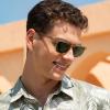 imageCARFIA Retro Polarized Sunglasses for Men UV Protection Handcrafted Acetate Frame Fashion Cool Sun Glasses CA535723 Clear Tea Frame Green Lens