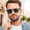 imageCARFIA Retro Polarized Sunglasses for Men UV Protection Handcrafted Acetate Frame Fashion Cool Sun Glasses CA5357261 Transparent Grey Frame Gray Lens