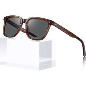 imageCARFIA Retro Acetate Polarized Sunglasses for Men UV400 Protection Driving Outdoor AntiGlare Sun Glasses CA5354WSG Brown Tortoiseshell Frame Grey Lenses