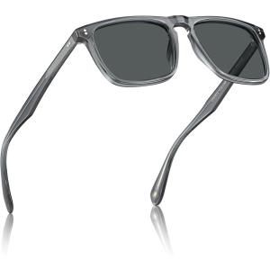 imageCARFIA Retro Polarized Sunglasses for Men UV Protection Handcrafted Acetate Frame Fashion Cool Sun Glasses CA5357261 Transparent Grey Frame Gray Lens