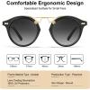 imageCARFIA Small Face Acetate Polarized Sunglasses for Women UV Protection Retro Double Bridge Eyewears Metal Brow Round Sunnies1 Black Frame Gradient Grey Lens
