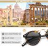 imageCARFIA Small Face Acetate Polarized Sunglasses for Women UV Protection Retro Double Bridge Eyewears Metal Brow Round Sunnies3 Tortoise Frame Grey Lens