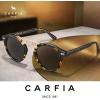 imageCARFIA Small Face Acetate Polarized Sunglasses for Women UV Protection Retro Double Bridge Eyewears Metal Brow Round Sunnies3 Tortoise Frame Grey Lens