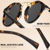 imageCARFIA Small Face Acetate Polarized Sunglasses for Women UV Protection Retro Double Bridge Eyewears Metal Brow Round Sunnies3 Tortoise Frame Grey Lens