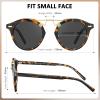 imageCARFIA Small Face Acetate Polarized Sunglasses for Women UV Protection Retro Double Bridge Eyewears Metal Brow Round Sunnies3 Tortoise Frame Grey Lens