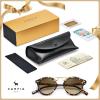 imageCARFIA Small Face Acetate Polarized Sunglasses for Women UV Protection Retro Double Bridge Eyewears Metal Brow Round Sunnies4 Tortoise Frame Gradient Brown Lens