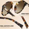 imageCARFIA Small Face Acetate Polarized Sunglasses for Women UV Protection Retro Double Bridge Eyewears Metal Brow Round Sunnies4 Tortoise Frame Gradient Brown Lens