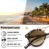 imageCARFIA Small Face Acetate Polarized Sunglasses for Women UV Protection Retro Double Bridge Eyewears Metal Brow Round Sunnies4 Tortoise Frame Gradient Brown Lens