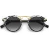imageCARFIA Small Face Acetate Polarized Sunglasses for Women UV Protection Retro Double Bridge Eyewears Metal Brow Round Sunnies5 Black White Tortoise Frame Gradient Grey Lens