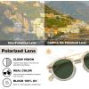 imageCARFIA Small Face Acetate Polarized Sunglasses for Women UV Protection Retro Double Bridge Eyewears Metal Brow Round Sunnies50 Clear Yellow Frame Green Lens