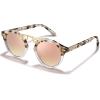 imageCARFIA Small Face Acetate Polarized Sunglasses for Women UV Protection Retro Double Bridge Eyewears Metal Brow Round Sunnies51 Pink Mirror Pink Tortoise Frame