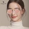 imageCARFIA Small Face Acetate Polarized Sunglasses for Women UV Protection Retro Double Bridge Eyewears Metal Brow Round Sunnies51 Pink Mirror Pink Tortoise Frame