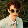 imageCARFIA Small Face Acetate Polarized Sunglasses for Women UV Protection Retro Double Bridge Eyewears Metal Brow Round Sunnies51 Translucent Green Frame Gradient Green Lens
