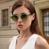 imageCARFIA Small Face Acetate Polarized Sunglasses for Women UV Protection Retro Double Bridge Eyewears Metal Brow Round Sunnies51 Translucent Green Frame Gradient Green Lens