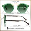 imageCARFIA Small Face Acetate Polarized Sunglasses for Women UV Protection Retro Double Bridge Eyewears Metal Brow Round Sunnies51 Translucent Green Frame Gradient Green Lens