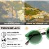 imageCARFIA Small Face Acetate Polarized Sunglasses for Women UV Protection Retro Double Bridge Eyewears Metal Brow Round Sunnies51 Translucent Green Frame Gradient Green Lens