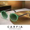 imageCARFIA Small Face Acetate Polarized Sunglasses for Women UV Protection Retro Double Bridge Eyewears Metal Brow Round Sunnies51 Translucent Green Frame Gradient Green Lens