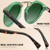 imageCARFIA Small Face Acetate Polarized Sunglasses for Women UV Protection Retro Double Bridge Eyewears Metal Brow Round Sunnies51 Translucent Green Frame Gradient Green Lens