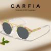 imageCARFIA Small Face Acetate Polarized Sunglasses for Women UV Protection Retro Double Bridge Eyewears Metal Brow Round Sunnies6 Green Tortoise Frame Grey Lens