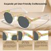 imageCARFIA Small Face Acetate Polarized Sunglasses for Women UV Protection Retro Double Bridge Eyewears Metal Brow Round Sunnies6 Green Tortoise Frame Grey Lens