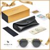 imageCARFIA Small Face Acetate Polarized Sunglasses for Women UV Protection Retro Double Bridge Eyewears Metal Brow Round Sunnies6 Green Tortoise Frame Grey Lens
