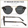 imageCARFIA Small Face Acetate Polarized Sunglasses for Women UV Protection Retro Double Bridge Eyewears Metal Brow Round Sunnies60 Tortoise Frame Grey Lens