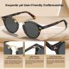 imageCARFIA Small Face Acetate Polarized Sunglasses for Women UV Protection Retro Double Bridge Eyewears Metal Brow Round Sunnies60 Tortoise Frame Grey Lens