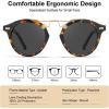 imageCARFIA Small Face Acetate Polarized Sunglasses for Women UV Protection Retro Double Bridge Eyewears Metal Brow Round Sunnies7 Yellow Tortoise Frame Grey Lens