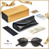 imageCARFIA Small Face Acetate Polarized Sunglasses for Women UV Protection Retro Double Bridge Eyewears Metal Brow Round Sunnies7 Yellow Tortoise Frame Grey Lens