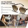 imageCARFIA Small Face Acetate Polarized Sunglasses for Women UV Protection Retro Double Bridge Eyewears Metal Brow Round Sunnies80 Tortoise Frame Gradient Brown Lens