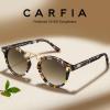 imageCARFIA Small Face Acetate Polarized Sunglasses for Women UV Protection Retro Double Bridge Eyewears Metal Brow Round Sunnies80 Tortoise Frame Gradient Brown Lens