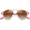 imageCARFIA Small Face Acetate Polarized Sunglasses for Women UV Protection Retro Double Bridge Eyewears Metal Brow Round Sunnies81 Tortoise Frame Gradient Brown Lens