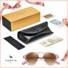 imageCARFIA Small Face Acetate Polarized Sunglasses for Women UV Protection Retro Double Bridge Eyewears Metal Brow Round Sunnies81 Tortoise Frame Gradient Brown Lens