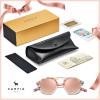 imageCARFIA Small Face Acetate Polarized Sunglasses for Women UV Protection Retro Double Bridge Eyewears Metal Brow Round Sunnies82 White Pink Tortoise Frame Pink Mirrored