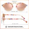 imageCARFIA Small Face Acetate Polarized Sunglasses for Women UV Protection Retro Double Bridge Eyewears Metal Brow Round Sunnies82 White Pink Tortoise Frame Pink Mirrored