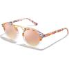 imageCARFIA Small Face Acetate Polarized Sunglasses for Women UV Protection Retro Double Bridge Eyewears Metal Brow Round Sunnies82 White Pink Tortoise Frame Pink Mirrored