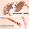 imageCARFIA Small Face Acetate Polarized Sunglasses for Women UV Protection Retro Double Bridge Eyewears Metal Brow Round Sunnies82 White Pink Tortoise Frame Pink Mirrored