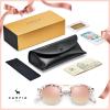 imageCARFIA Small Face Acetate Polarized Sunglasses for Women UV Protection Retro Double Bridge Eyewears Metal Brow Round Sunnies83 Pink White Tortoise Frame Pink Mirrored