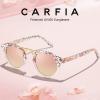 imageCARFIA Small Face Acetate Polarized Sunglasses for Women UV Protection Retro Double Bridge Eyewears Metal Brow Round Sunnies83 Pink White Tortoise Frame Pink Mirrored