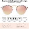 imageCARFIA Small Face Acetate Polarized Sunglasses for Women UV Protection Retro Double Bridge Eyewears Metal Brow Round Sunnies83 Pink White Tortoise Frame Pink Mirrored
