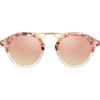 imageCARFIA Small Face Acetate Polarized Sunglasses for Women UV Protection Retro Double Bridge Eyewears Metal Brow Round Sunnies84 Sakura Tortoise Frame Pink Mirrored