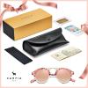 imageCARFIA Small Face Acetate Polarized Sunglasses for Women UV Protection Retro Double Bridge Eyewears Metal Brow Round Sunnies84 Sakura Tortoise Frame Pink Mirrored
