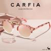imageCARFIA Small Face Acetate Polarized Sunglasses for Women UV Protection Retro Double Bridge Eyewears Metal Brow Round Sunnies84 Sakura Tortoise Frame Pink Mirrored