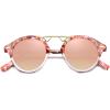imageCARFIA Small Face Acetate Polarized Sunglasses for Women UV Protection Retro Double Bridge Eyewears Metal Brow Round Sunnies84 Sakura Tortoise Frame Pink Mirrored