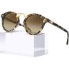 imageCARFIA Small Face Acetate Polarized Sunglasses for Women UV Protection Retro Double Bridge Eyewears Metal Brow Round Sunnies4 Tortoise Frame Gradient Brown Lens