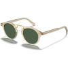 imageCARFIA Small Face Acetate Polarized Sunglasses for Women UV Protection Retro Double Bridge Eyewears Metal Brow Round Sunnies50 Clear Yellow Frame Green Lens