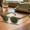imageCARFIA Retro Cool Atetate Sunglasses for Men Polarized UV Protection Keyhole Square Sunnies Driving Shades Trendy Eyewears11olive Green Stripe Gradient Frame Green Lens